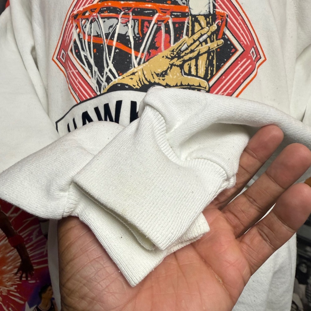 Vintage 90s Iowa Hawkeyes Basketball Crewneck College Sweater White NCAA Sz XL - Picture 4 of 7